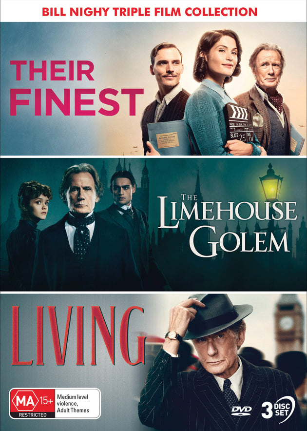 BILL NIGHY: TRIPLE FILM COLLECTION (THEIR FINEST / THE LIMEHOUSE GOLEM / LIVING) - DVD
